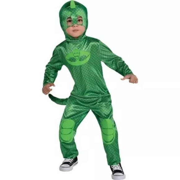 PJ Masks Gekko Deluxe Child Costume Small 4-6  Green Scaled Jumpsuit,Tail & Mask - Picture 1 of 4